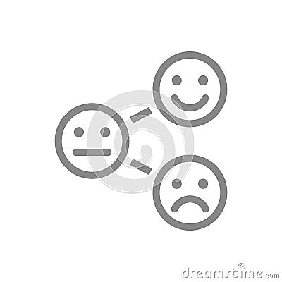 Level of satisfaction line icon. Range to assess the emotions from positive to negative symbol Vector Illustration