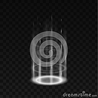 Level up effect. Realistic teleportation portal. Light aura and glowing hologram Vector Illustration