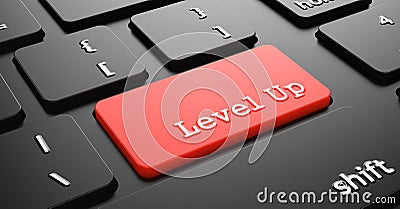 Level Up on Red Keyboard Button. Stock Photo