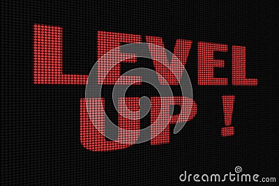 Level UP red word on dark screen Stock Photo