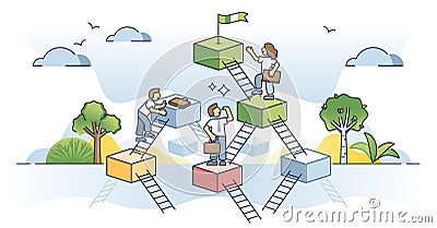 Leveling up your skills with personal development or training outline concept Vector Illustration