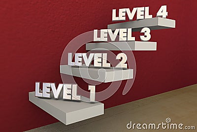 Levels Steps Stairs 1 to 4 Rising Climbing Higher Stock Photo