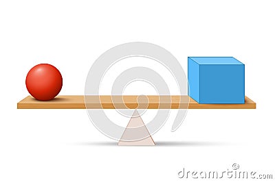 Lever with box and ball Vector Illustration