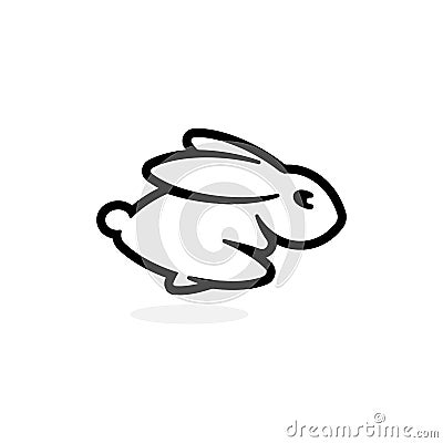 Leveret emblem template. Running Rabbit icon. Simple black outline Hare silhouette logo template. Modern concept design Vector Illustration