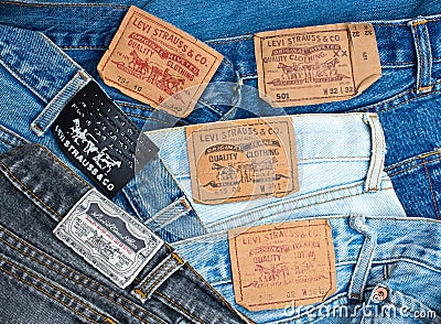 Levi's jeans pile Editorial Stock Photo