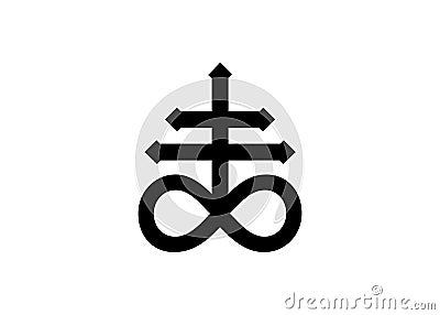Satan`s cross , Leviathan Cross alchemical symbol for sulphur, associated with the fire and brimstone of Hell. isolated Vector Illustration