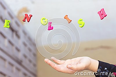 Levitation colorful english letters,learn english concept Stock Photo