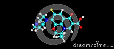 Levofloxacin acid molecular structure isolated on black Cartoon Illustration