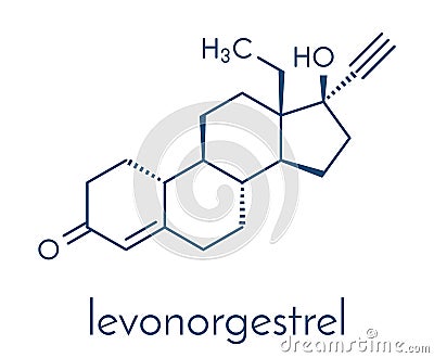 Levonorgestrel contraceptive pill drug molecule. Skeletal formula. Vector Illustration