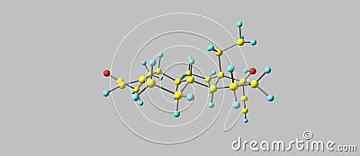 Levonorgestrel molecular structure isolated on grey Cartoon Illustration