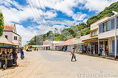 Levuka, Fiji. Colourful vibrant street of old colonial capital of Fiji - Levuka town, Ovalau island, Fiji, Melanesia, Oceania. Editorial Stock Photo