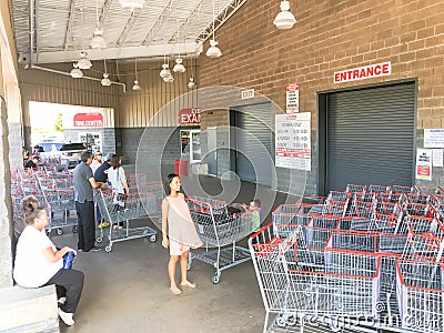 Customer waiting for the Costco wholesale store to open Editorial Stock Photo