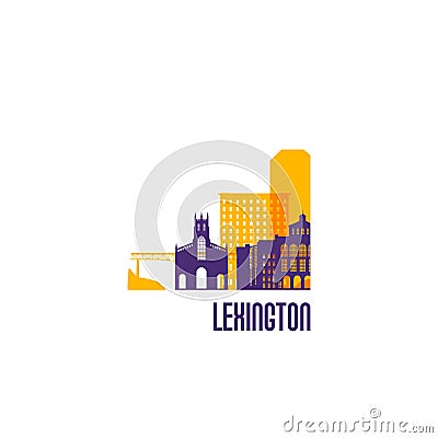 Lexington city emblem. Colorful buildings. Vector Illustration