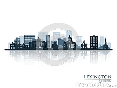 Lexington skyline silhouette with reflection. Vector Illustration