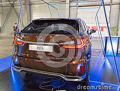 Lexus hybrid car booth on Kiev Plug-in Ukraine 2017 Exhibition. Editorial Stock Photo