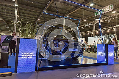 Lexus hybrid car booth on Kiev Plug-in Ukraine 2017 Exhibition. Editorial Stock Photo