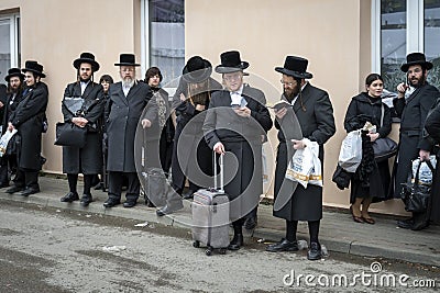 Hasidic Jews Pilgrimage To Tzadik Elimelechs Grave in Lezajsk Editorial Stock Photo