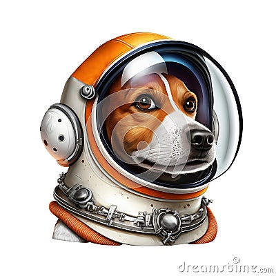 LeÃ¯ka - first living being in space - dog in cosmonaut suit Cartoon Illustration