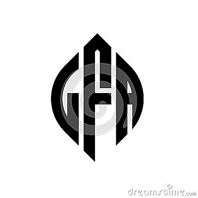 LFA circle letter logo design with circle and ellipse shape. LFA ellipse letters with typographic style. The three initials form a Vector Illustration