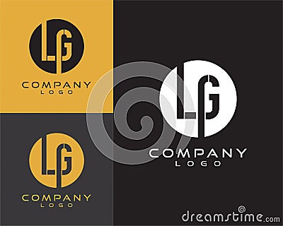 Lg, gl initial logo design letter with circle shape Vector Illustration