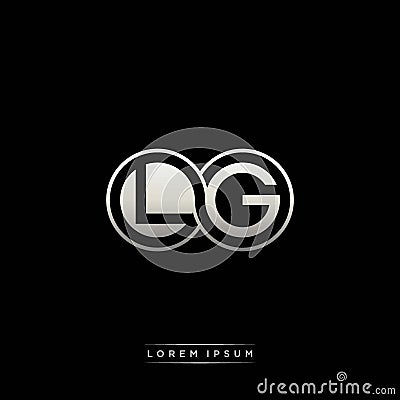 LG initial letter linked circle capital monogram logo modern template silver color version Vector Illustration