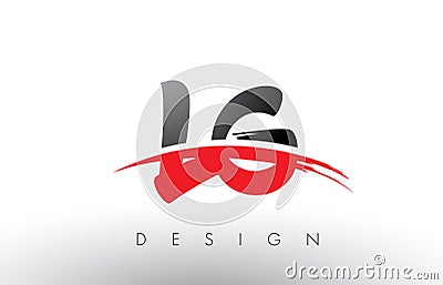 LG L G Brush Logo Letters with Red and Black Swoosh Brush Front Vector Illustration