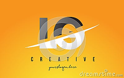 LG L G Letter Modern Logo Design with Yellow Background and Swoosh. Vector Illustration