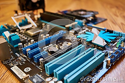 LGA 1156 socket motherboard, computer detail CPU detail Stock Photo