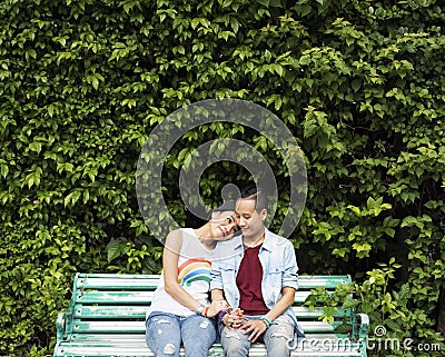 LGBT asian lesbian couple concept Stock Photo