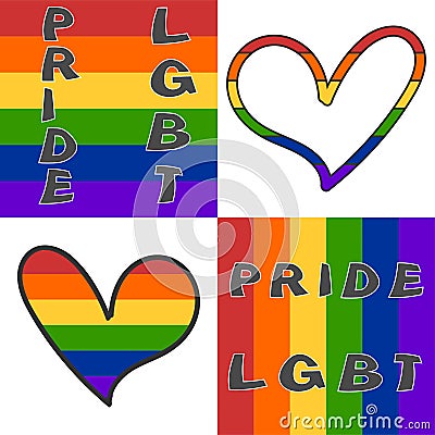 LGBT community square flags Vector Illustration