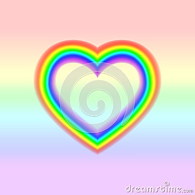 LGBT flag in heart shape. Lesbian Gay Bisexual Transgender. Rainbow love concept. Human rights and tolerance. Vector ilustration Vector Illustration
