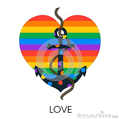 Symbol love heart and anchor lgbt Stock Photo