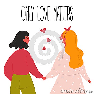 Lgbt lesbian women couple. Vector Illustration