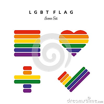 LGBT Pride Flag Rainbow Icons Vector Illustration