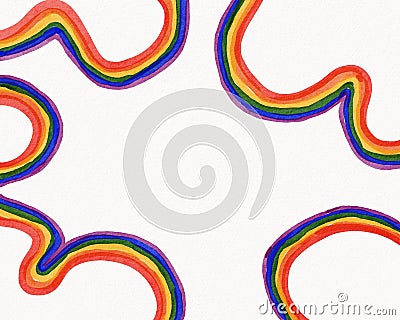 LGBT Pride month watercolor texture concept. Long rainbow flag isolate on white background Stock Photo