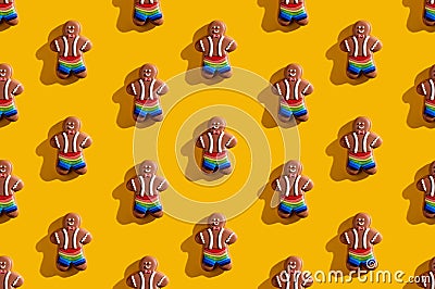 Lgbt pride orange seamless background gingerbread Stock Photo