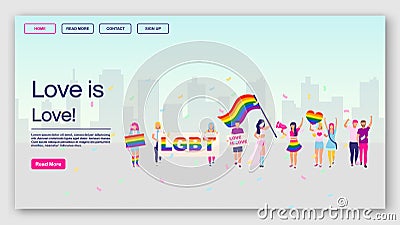 LGBT protest landing page vector template Vector Illustration