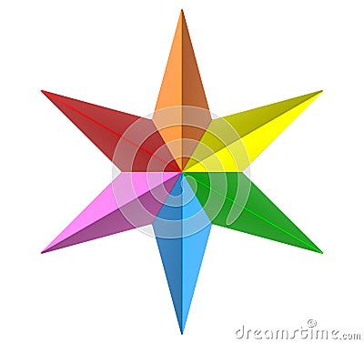 3d rendering. LGBT Rainbow colorful six pointed star with clipping path isolated on white background Stock Photo
