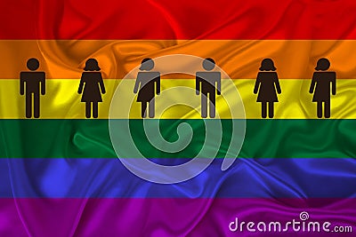 LGBT rainbow flag, Pride flag, Freedom flag - the international symbol of the lesbian, gay, bisexual and transgender community, Stock Photo
