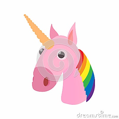 LGBT rainbow unicorn icon, cartoon style Vector Illustration