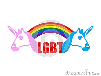 LGBT sign Unicorn and rainbow. Symbol of gays and lesbians, bisexuals and transgender people. Vector Illustration
