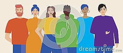 Lgbtq group of friends isolated as homosexual community concept, flat vector stock illustration with gay, lesbian, friendship Vector Illustration