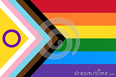 LGBTQ Progress Pride Flag with intersex. Rainbow Vector Illustration