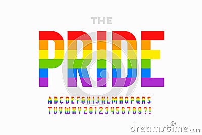 LGBTQ rainbow flag colors pride font Vector Illustration