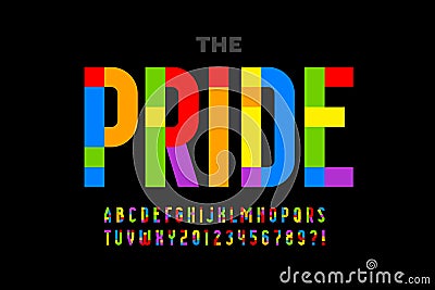 LGBTQ rainbow flag colors pride font Vector Illustration