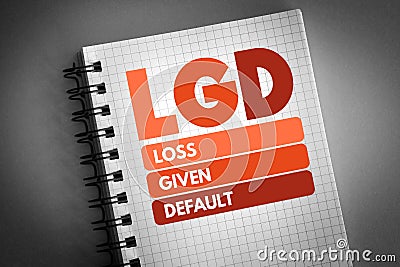 LGD - Loss Given Default acronym on notepad, business concept background Stock Photo