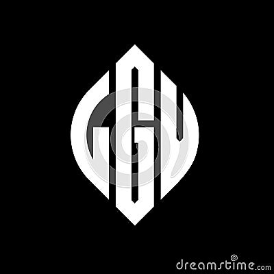 LGV circle letter logo design with circle and ellipse shape. LGV ellipse letters with typographic style. The three initials form a Vector Illustration