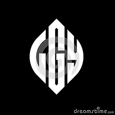 LGY circle letter logo design with circle and ellipse shape. LGY ellipse letters with typographic style. The three initials form a Vector Illustration