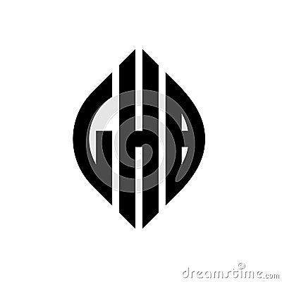 LHB circle letter logo design with circle and ellipse shape. LHB ellipse letters with typographic style. The three initials form a Vector Illustration