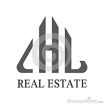 LHB Real Estate logo design. LHB or CHL letters logo design. Hl home house icon design. Real Estate logo design Vector Illustration